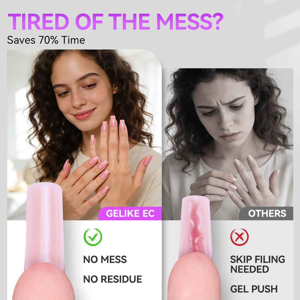 Gelike EC clear silicone nail molds for precise polygel shaping.
