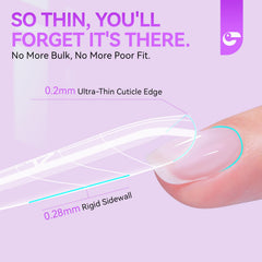 Gelike EC crystal clear nail forms for visibility during application.