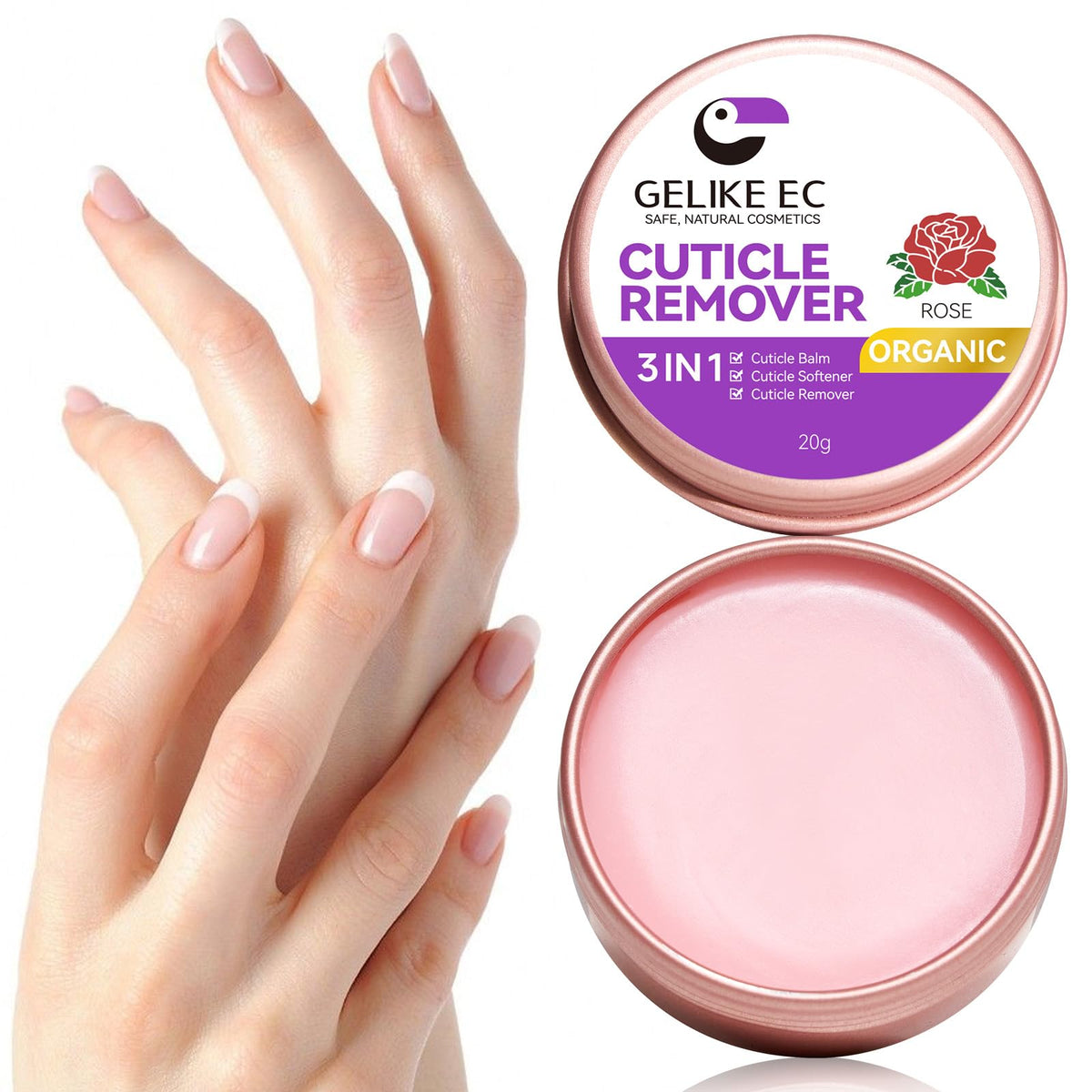 Gelike EC Cuticle Softener bottle close-up for quick moisturization at home.