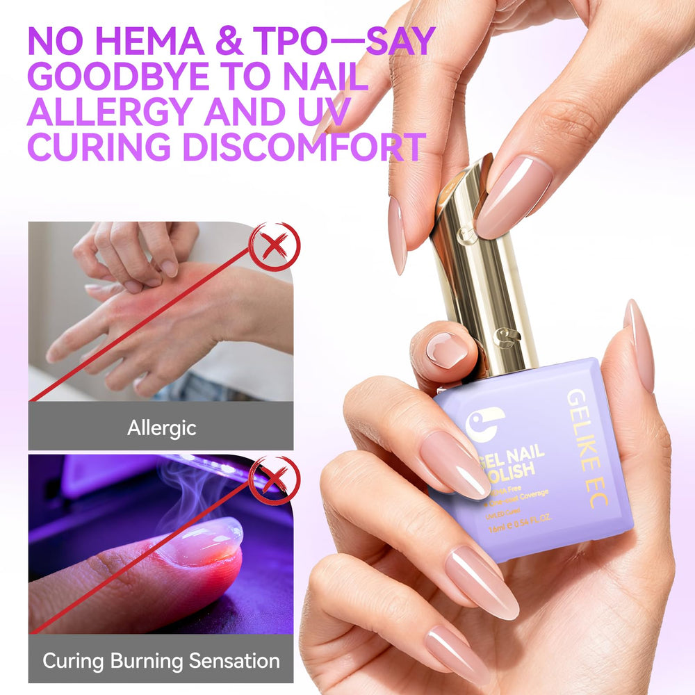 gelike ec jelly gel polish bottle close-up shows smooth, bubble-free coverage