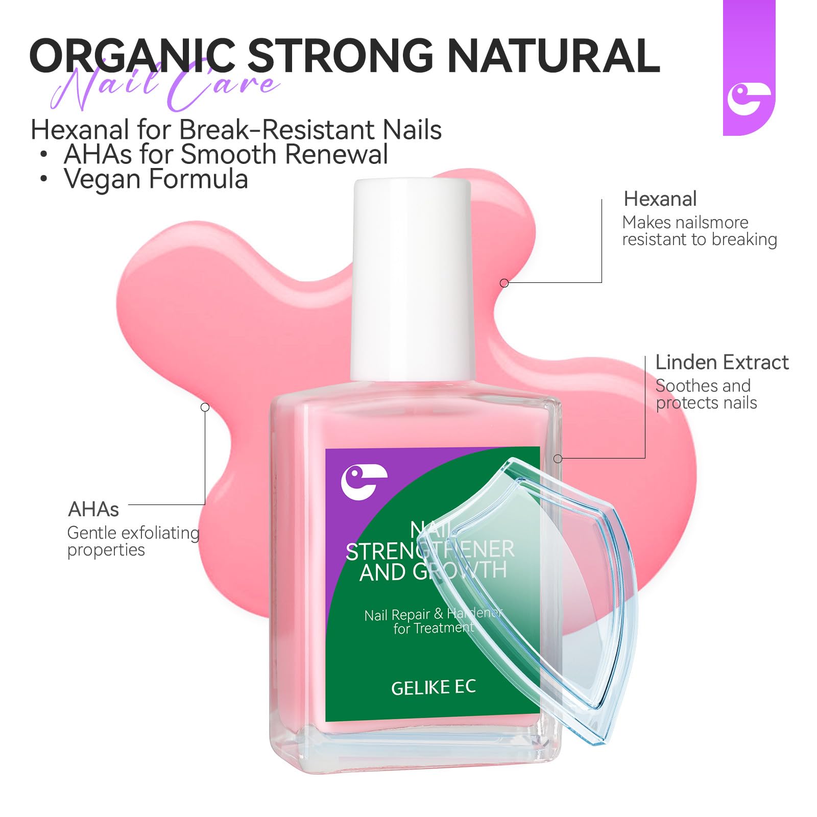 Gelike ec long-lasting shine after application on natural nails.
