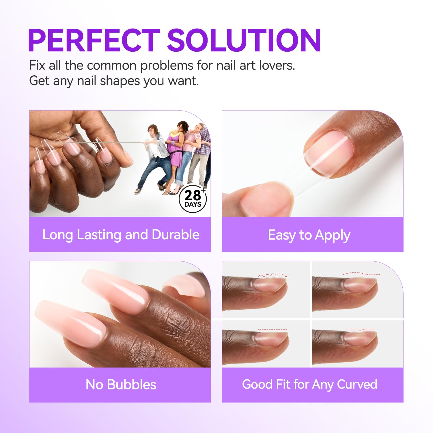 Gelike EC nail builder glue shapes tips for a seamless blend.
