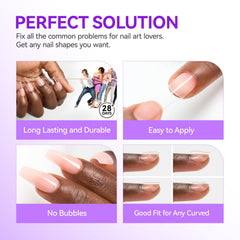 Gelike EC nail builder glue shapes tips for a seamless blend.