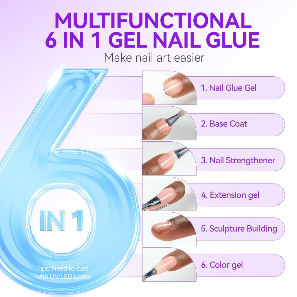 Gelike EC extension gel creates length with secure adhesion.