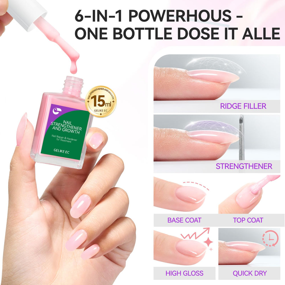 gelike ec Nail Strengthener brush application for smooth, even coverage and improved nail durability