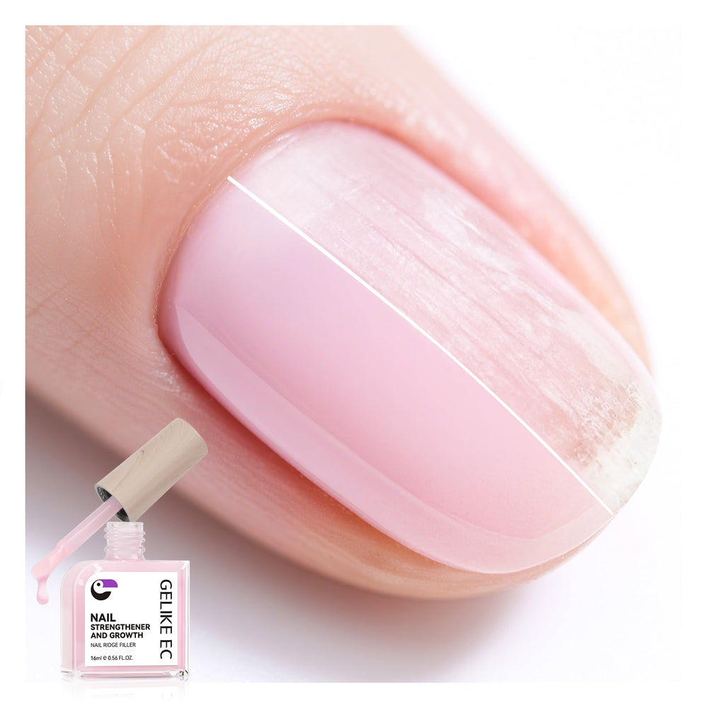 Gelike EC Nail Strengthener milky pink bottle front shows quick-dry formula.