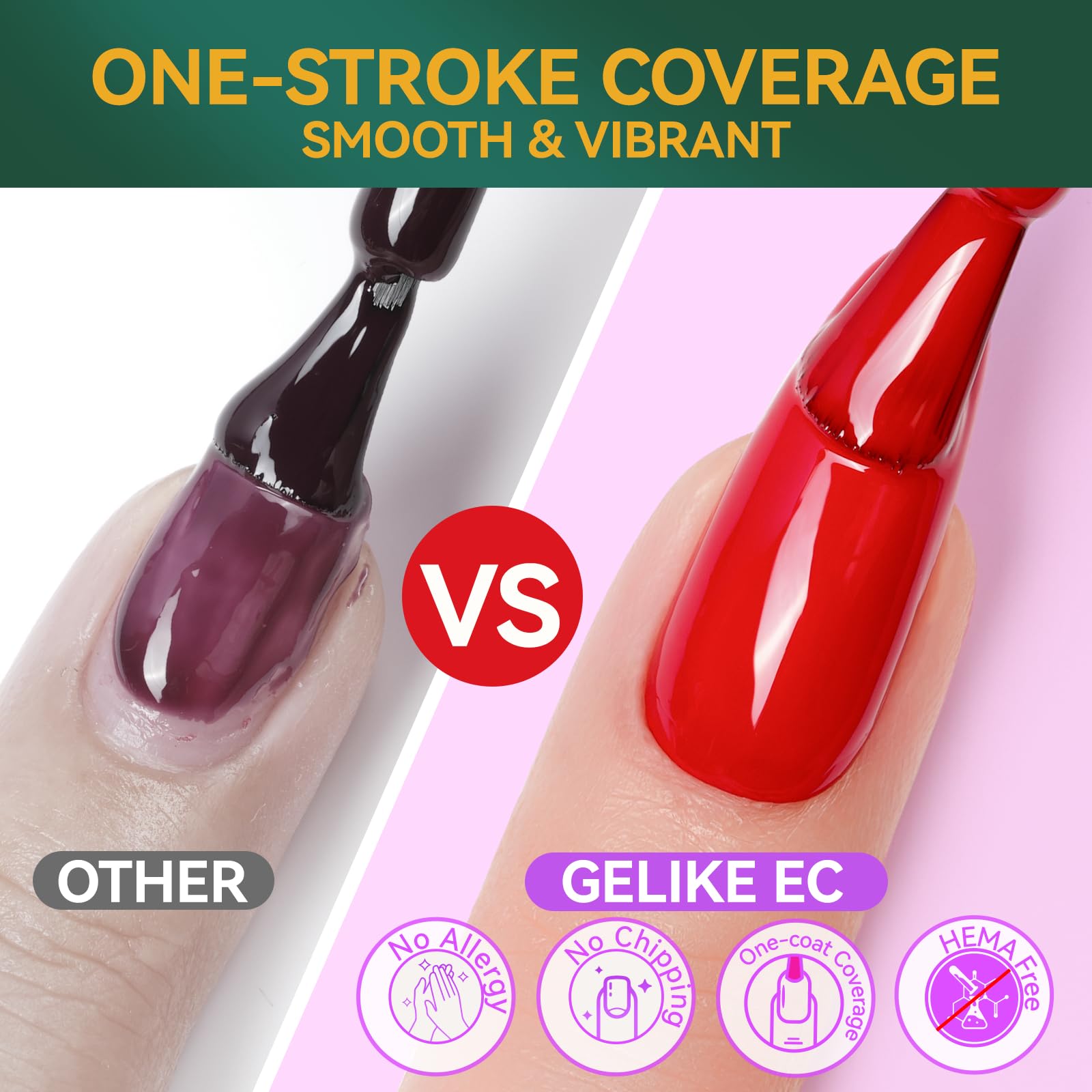 Gelike EC packaging with brush set ensures clean, precise at home application