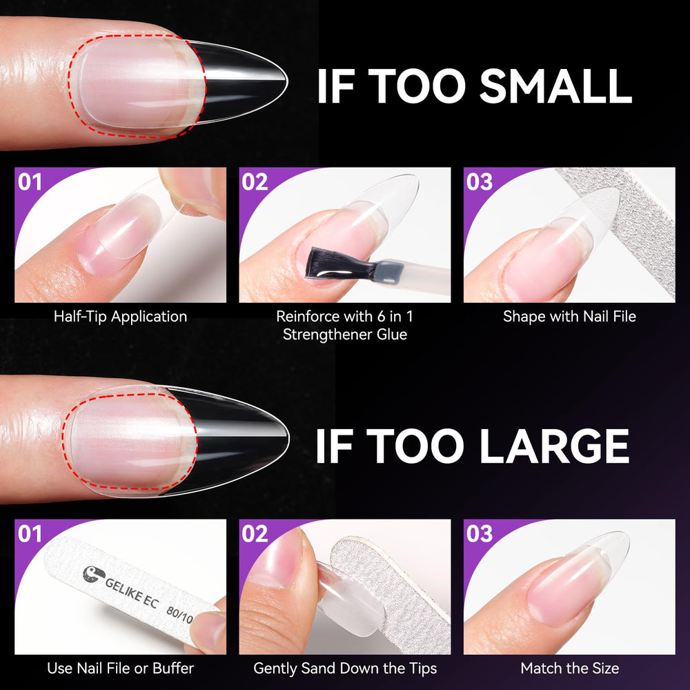 Gelike EC pre-etched PMMA clear nails for easy, precise application