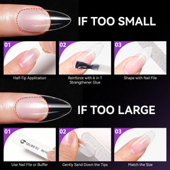 Gelike EC pre-etched PMMA clear nails for easy, precise application