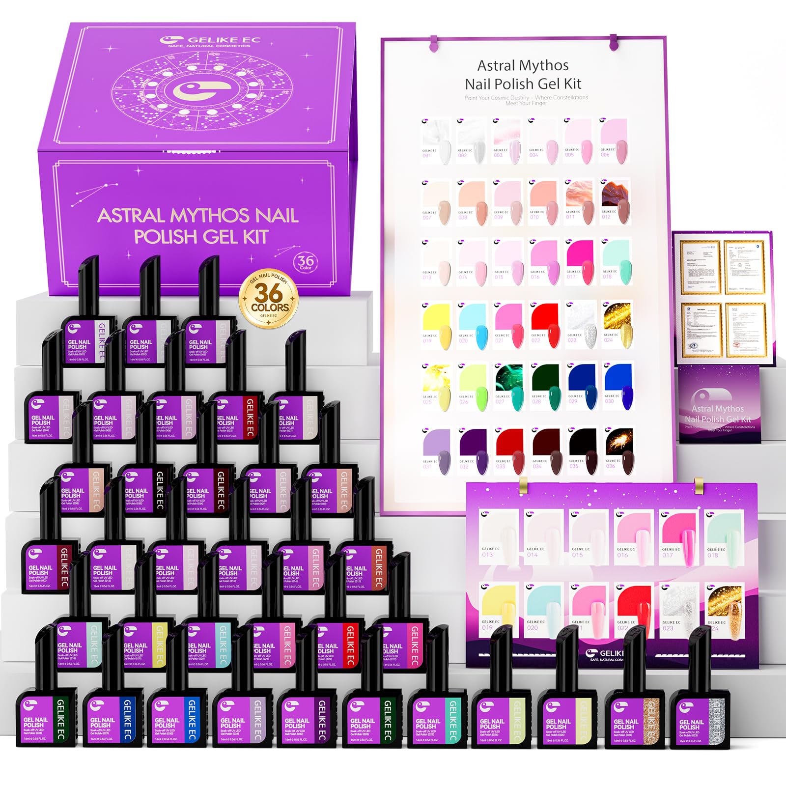 gelike ec Pro gel polish 36-color set displayed front for versatile salon shade options