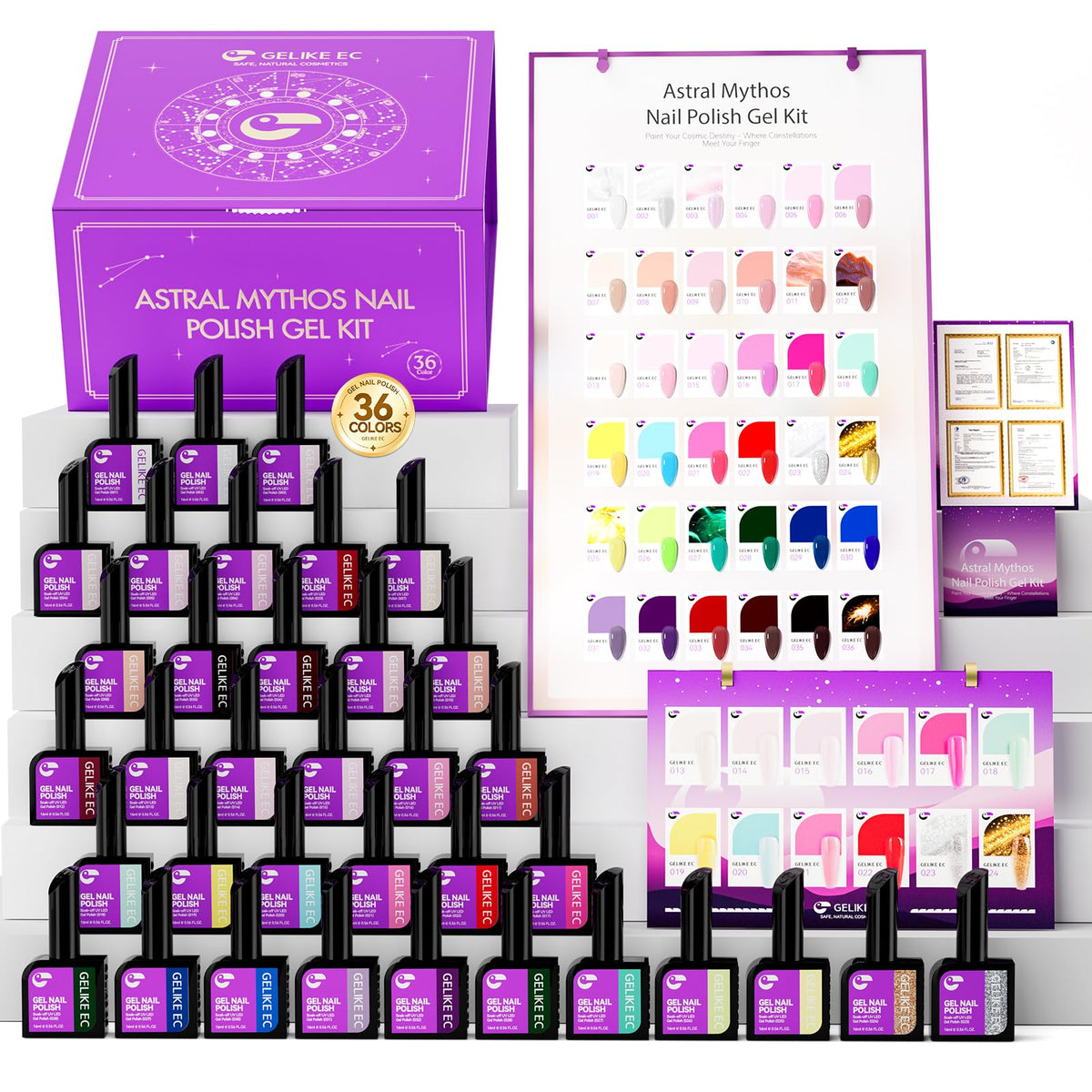 gelike ec Pro gel polish 36-color set displayed front for versatile salon shade options