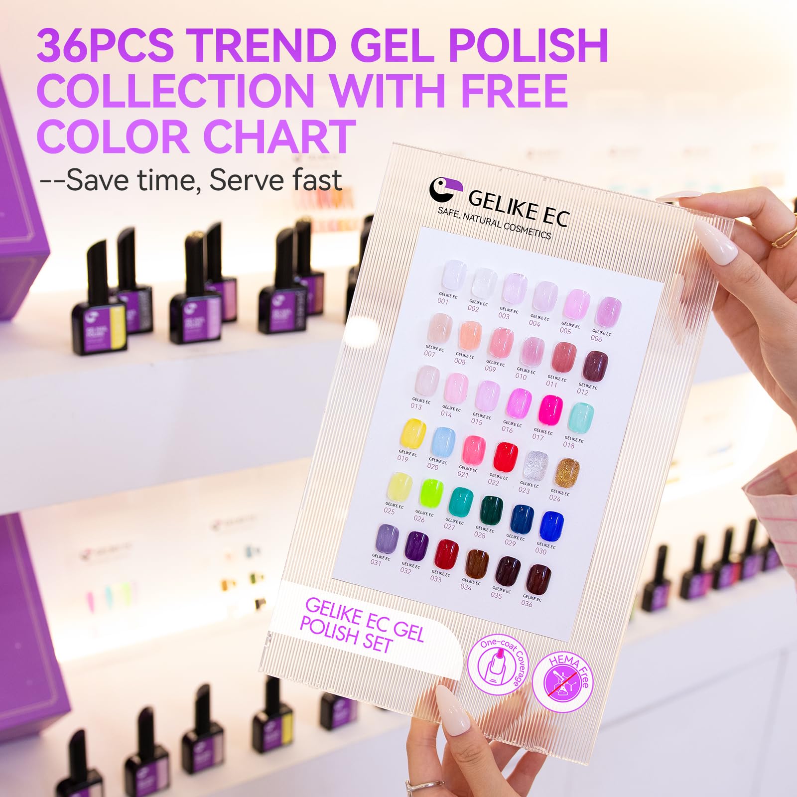 gelike ec Pro 36 shades on nails for bridal, party, and office looks