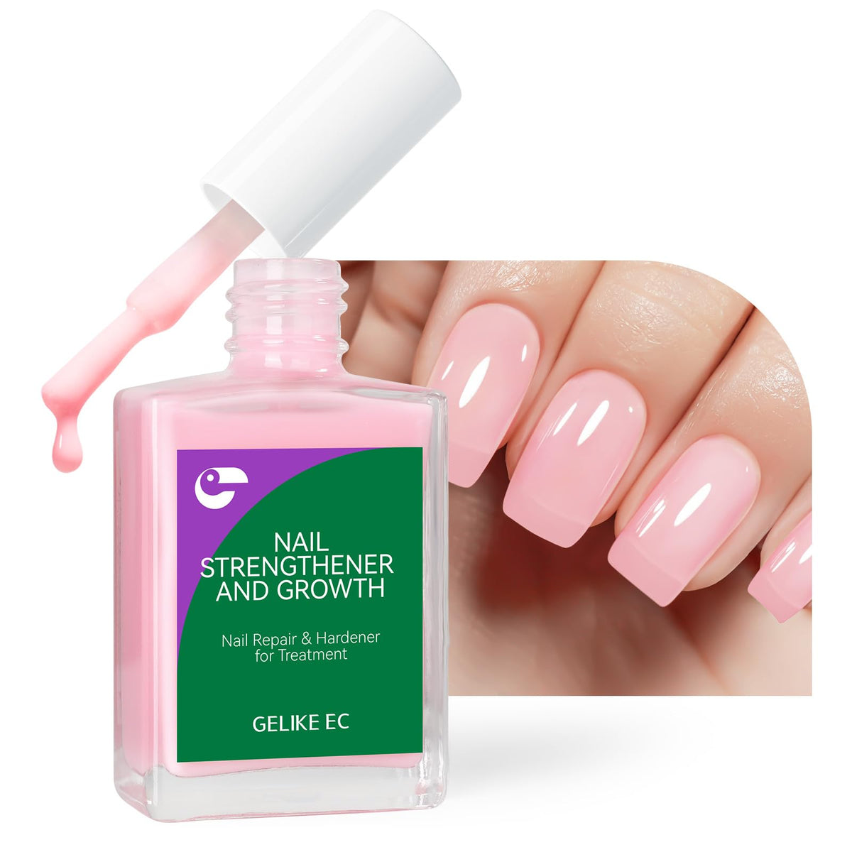 gelike ec Protein Nail Growth milky pink bottle supports nail growth and a natural-looking finish