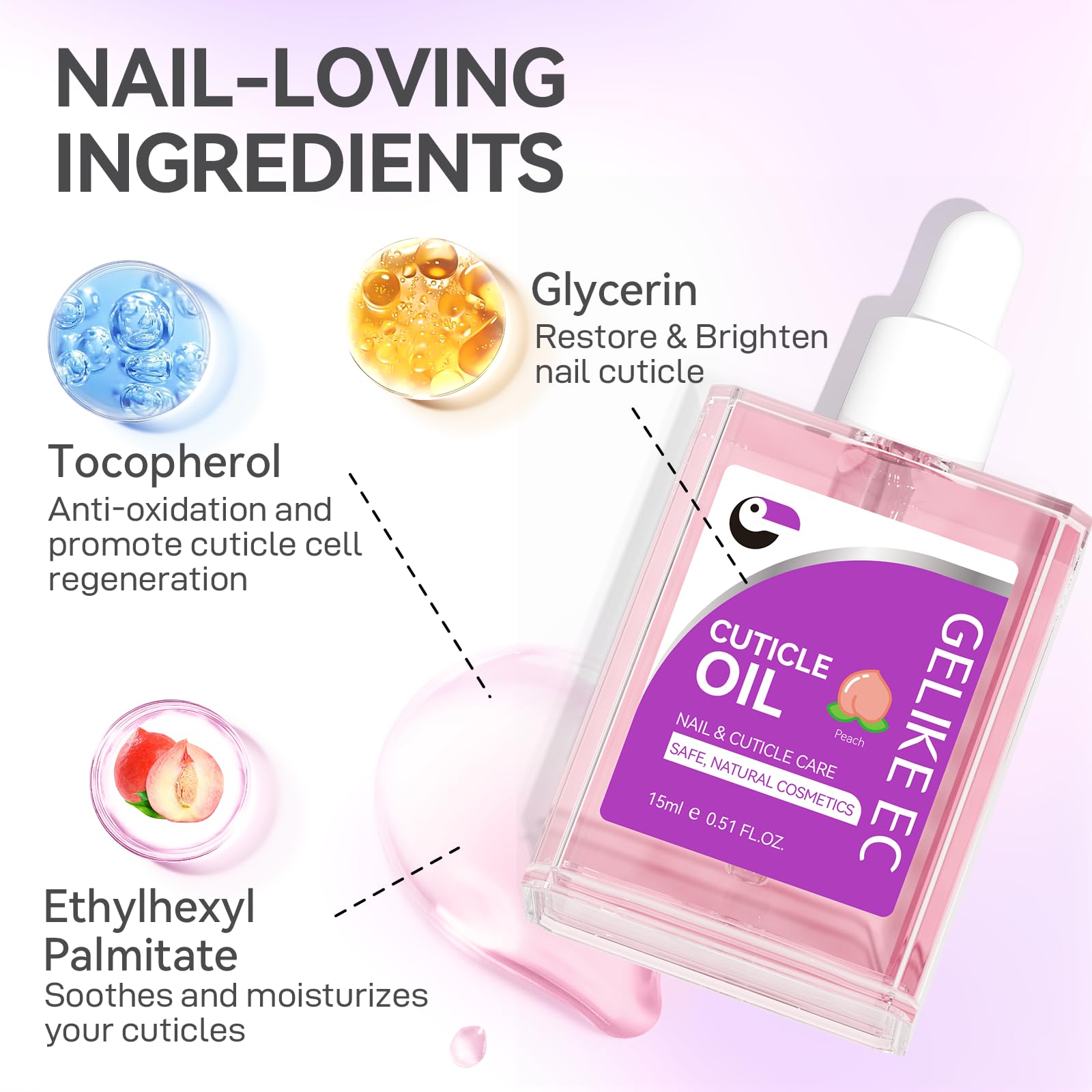 Gelike EC travel-size cuticle oil fits in bag for daily care.