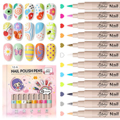 GELLAKTIK 12 color nail art pens set for versatile at home manicure