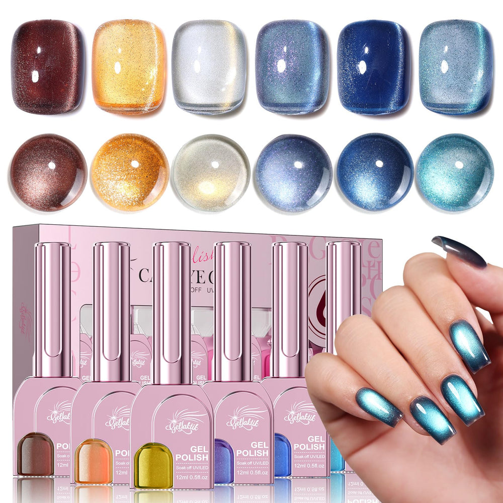 GELLAKTIK cat eye gel nail polish set six 12ml bottles for DIY salon nails
