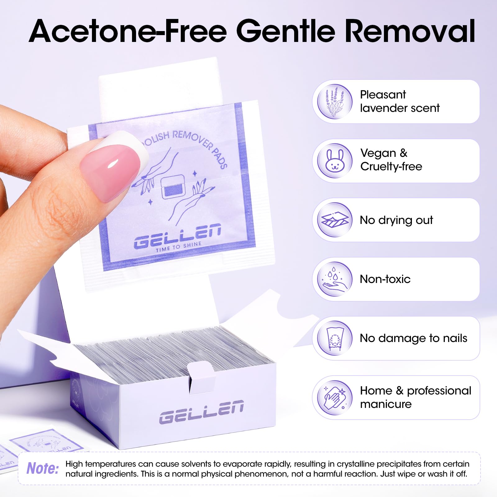 GELLEN gel polish removal; 10-minute wrap-and-remove method for thicker layers.