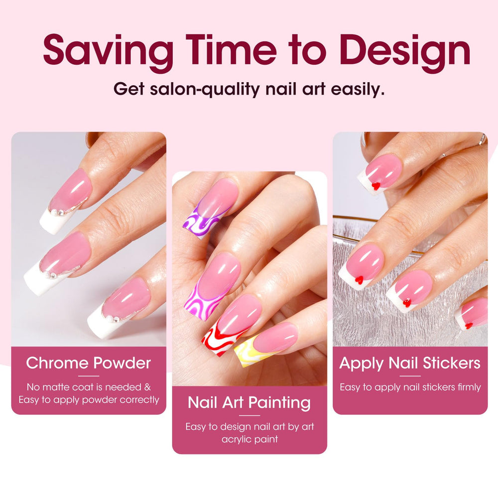 GELLEN 150-piece set of pink square French tips