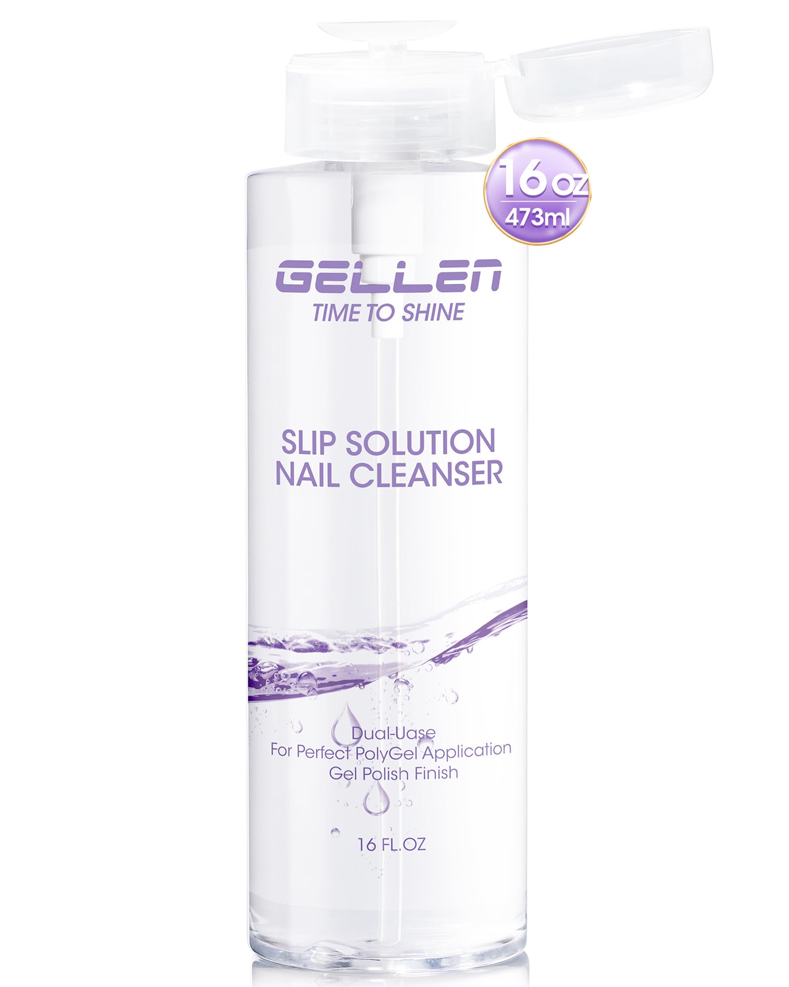 GELLEN 16oz nail cleanser pump bottle for precise, mess-free prep