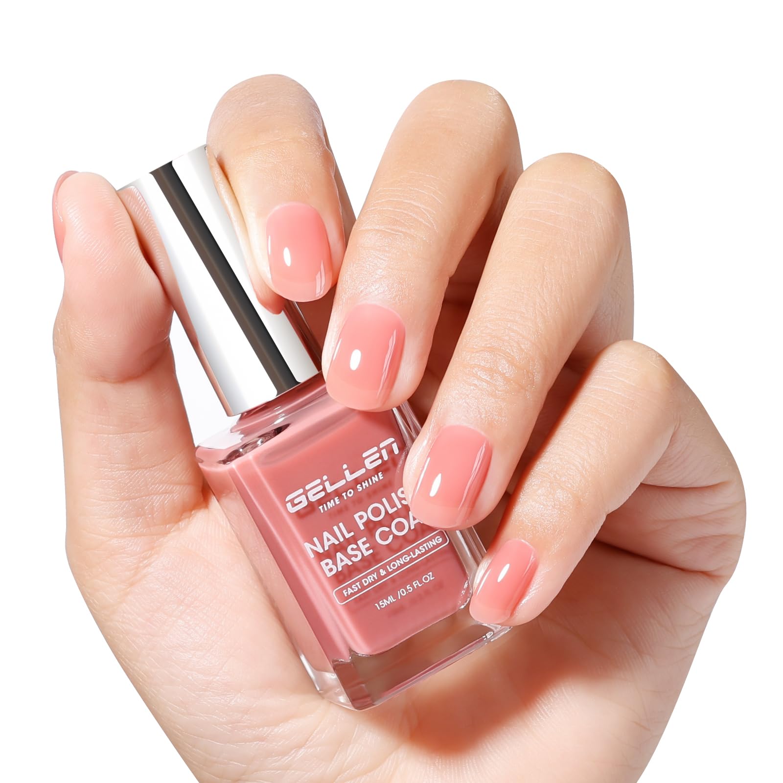 GELLEN 4-in-1 illuminating nail concealer base coat pink adds natural color and quick-dry shine.