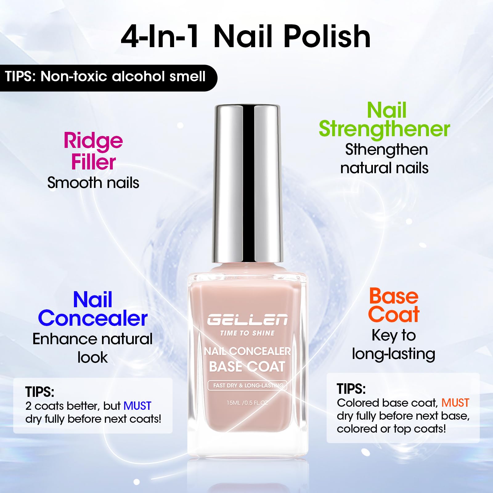 GELLEN brush application demonstrates smooth, quick-dry base coat performance.