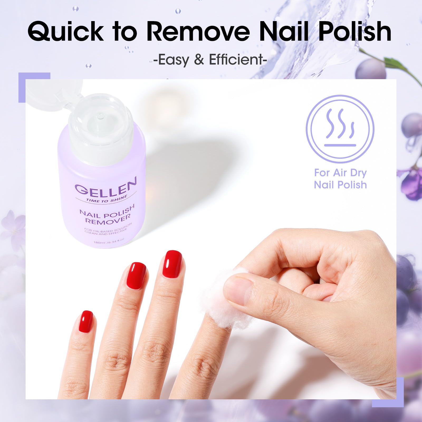 GELLEN remover supports quick removal of common polishes and glitter