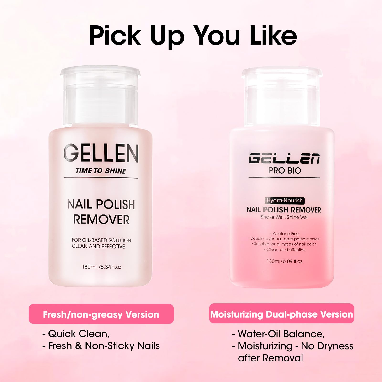 GELLEN 6.09 oz bottle shown for everyday polish removal sessions.