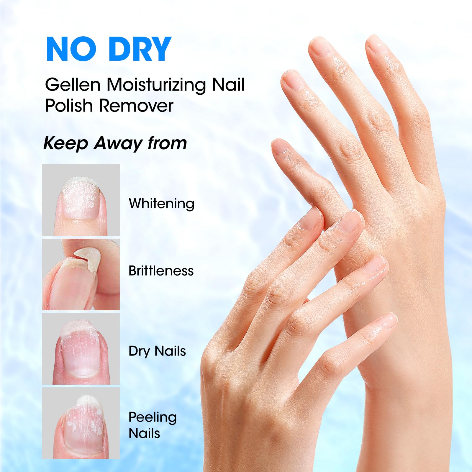 GELLEN acetone-free gentle remover soft formula for nail care.
