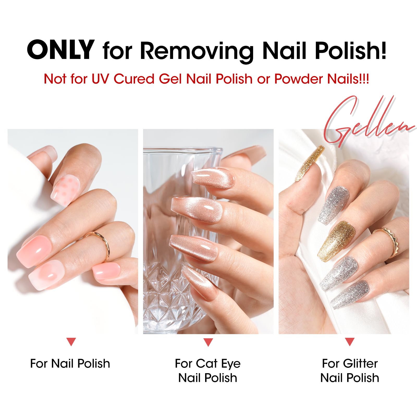 GELLEN acetone-free remover safe for regular nail care
