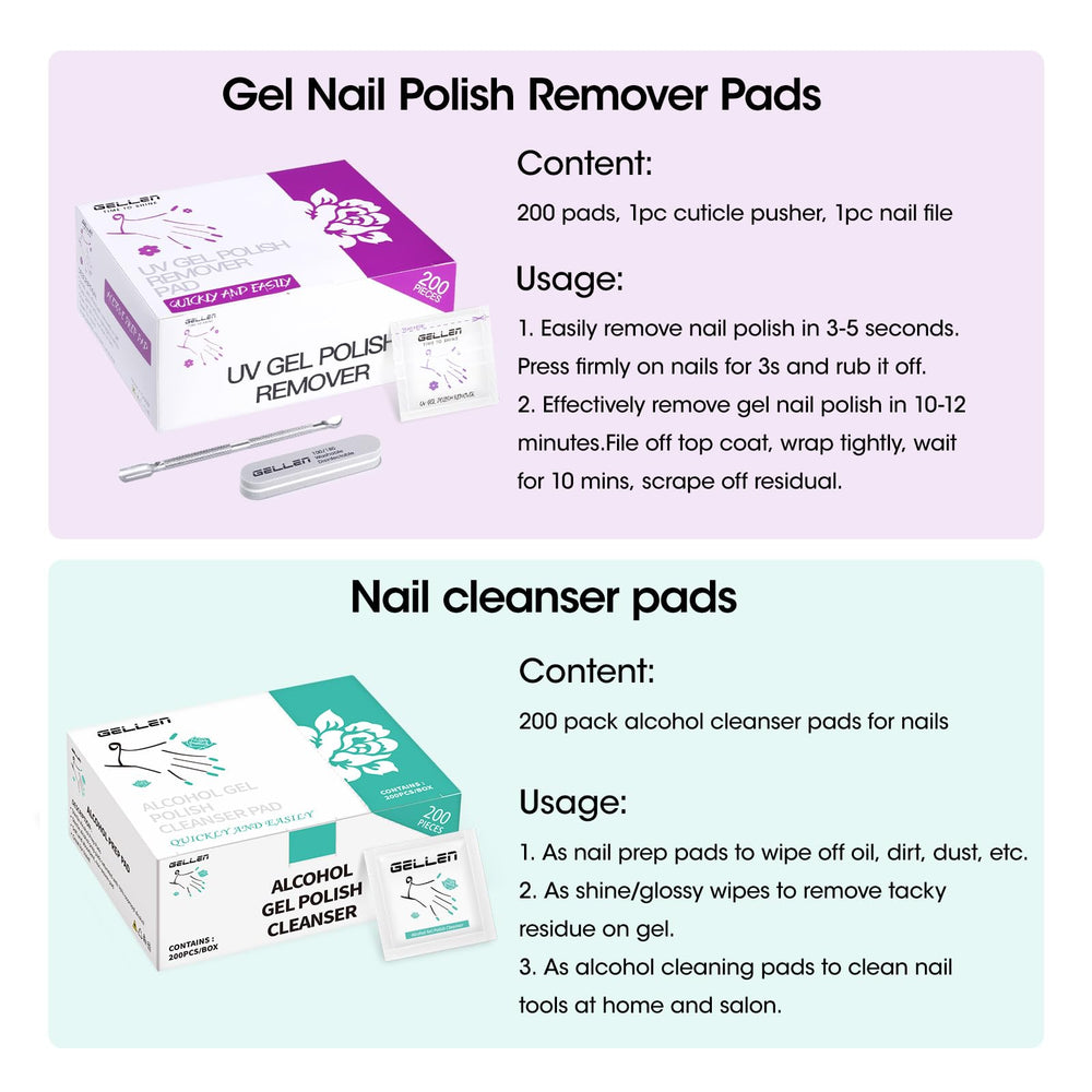 Gellen acetone remover pads for nails enable quick, clean polish removal