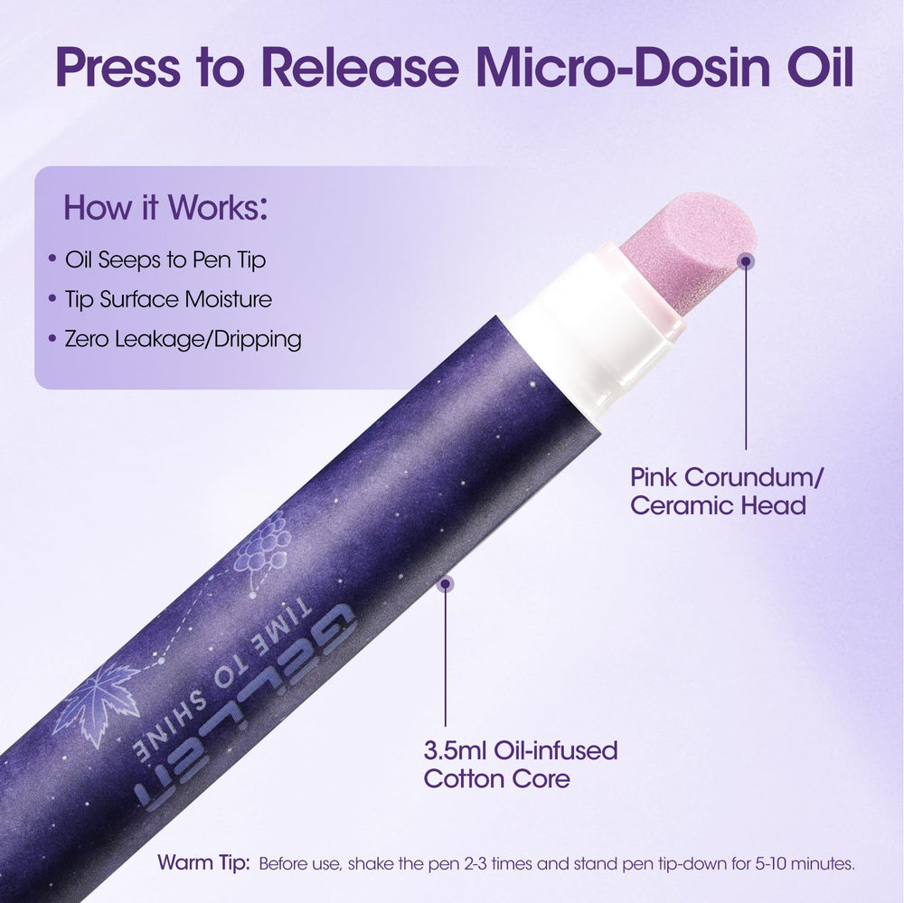 GELLEN application demo showing cuticle push back and oil release.