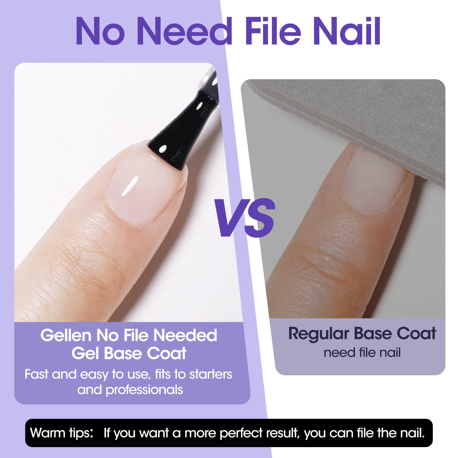 GELLEN base coat glossy finish for long lasting shine.