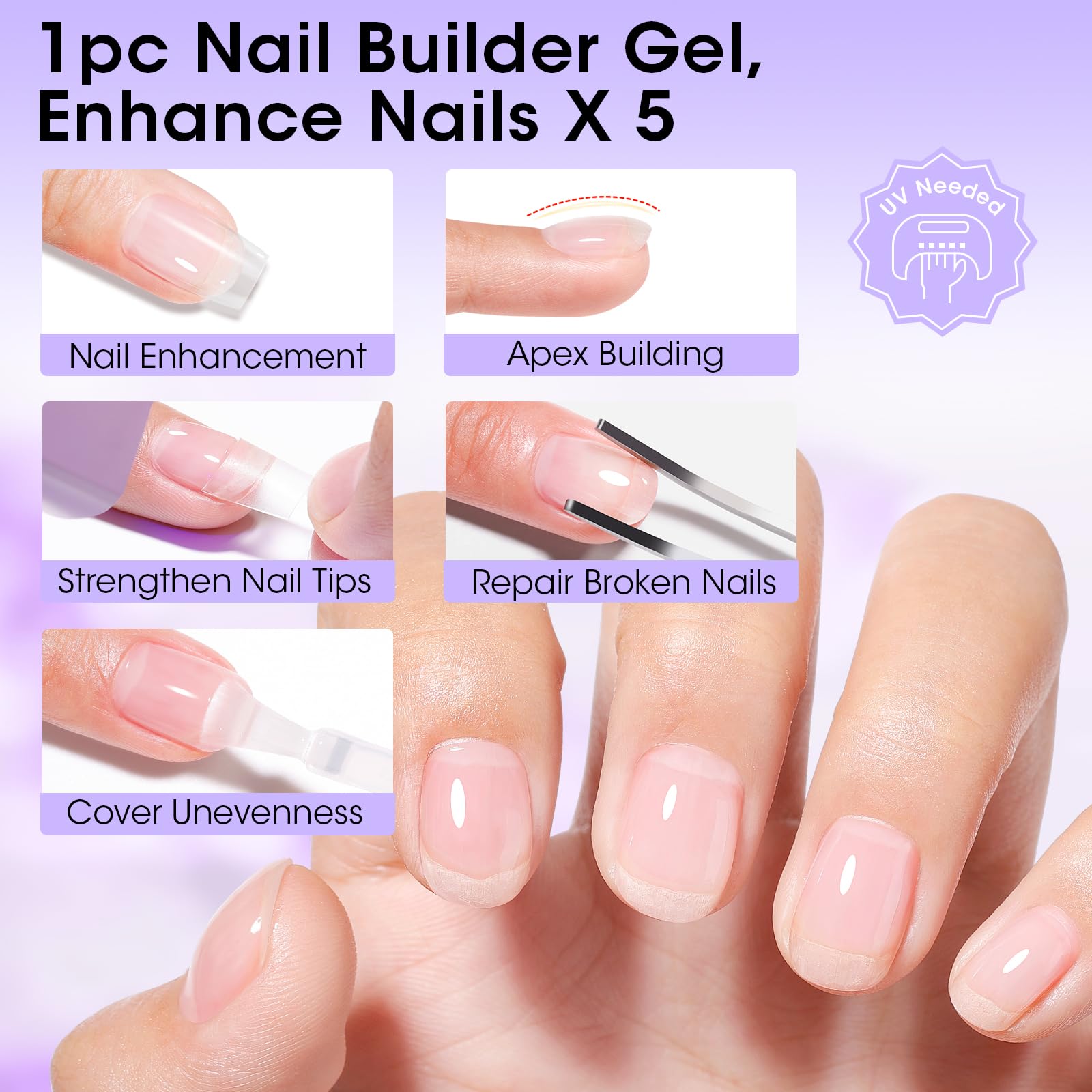GELLEN base gel compatibility enhances adhesion for durable extensions.