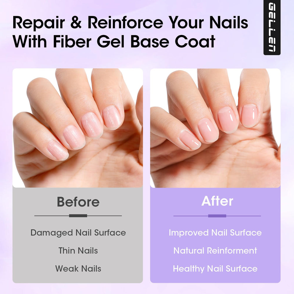 GELLEN base gel strong nails effect shown after final polish.