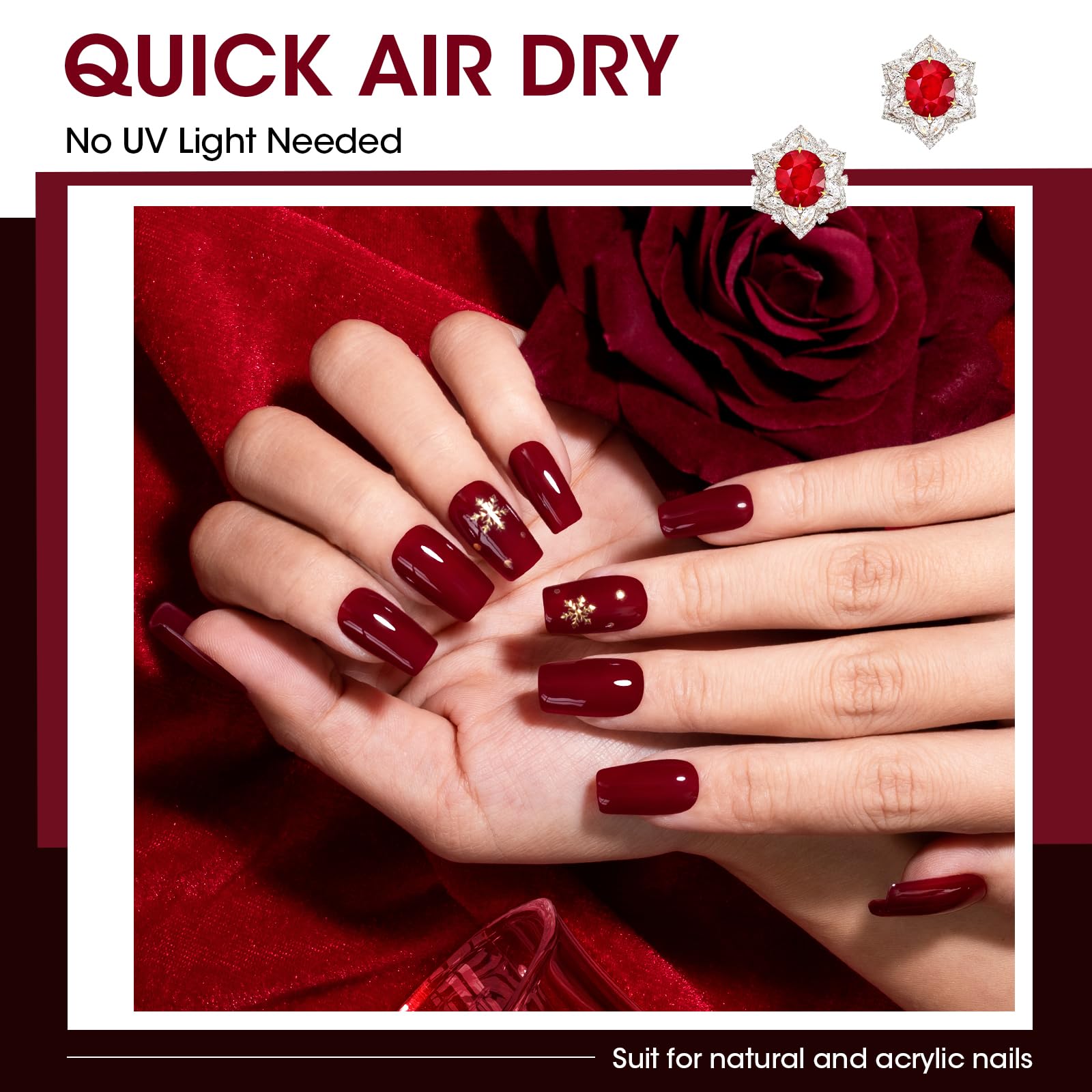 GELLEN blood red nail polish swatch demonstrates bold color on nails