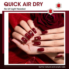 GELLEN blood red nail polish swatch demonstrates bold color on nails