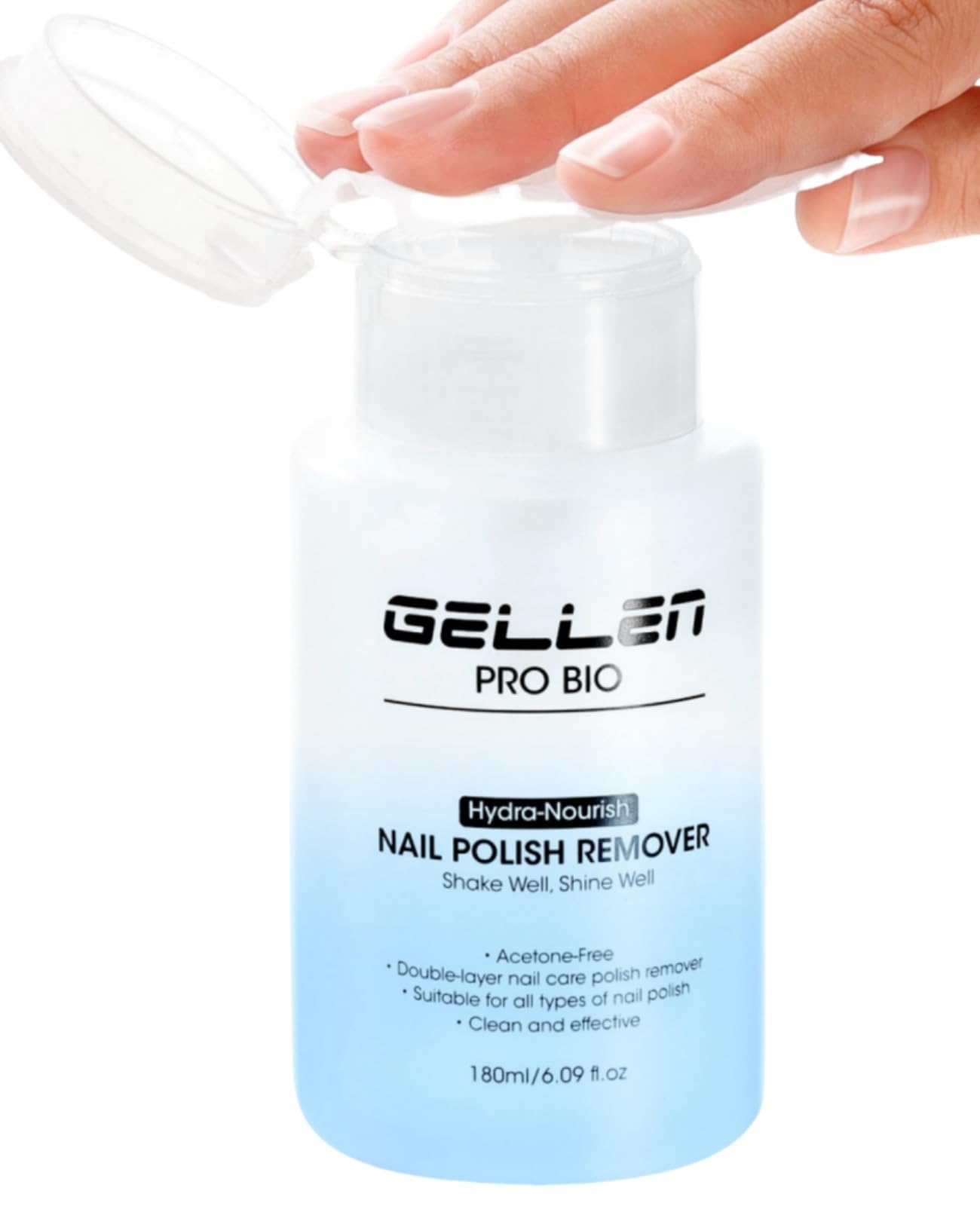 GELLEN bottle with push-down pump for easy one-handed dispensing.