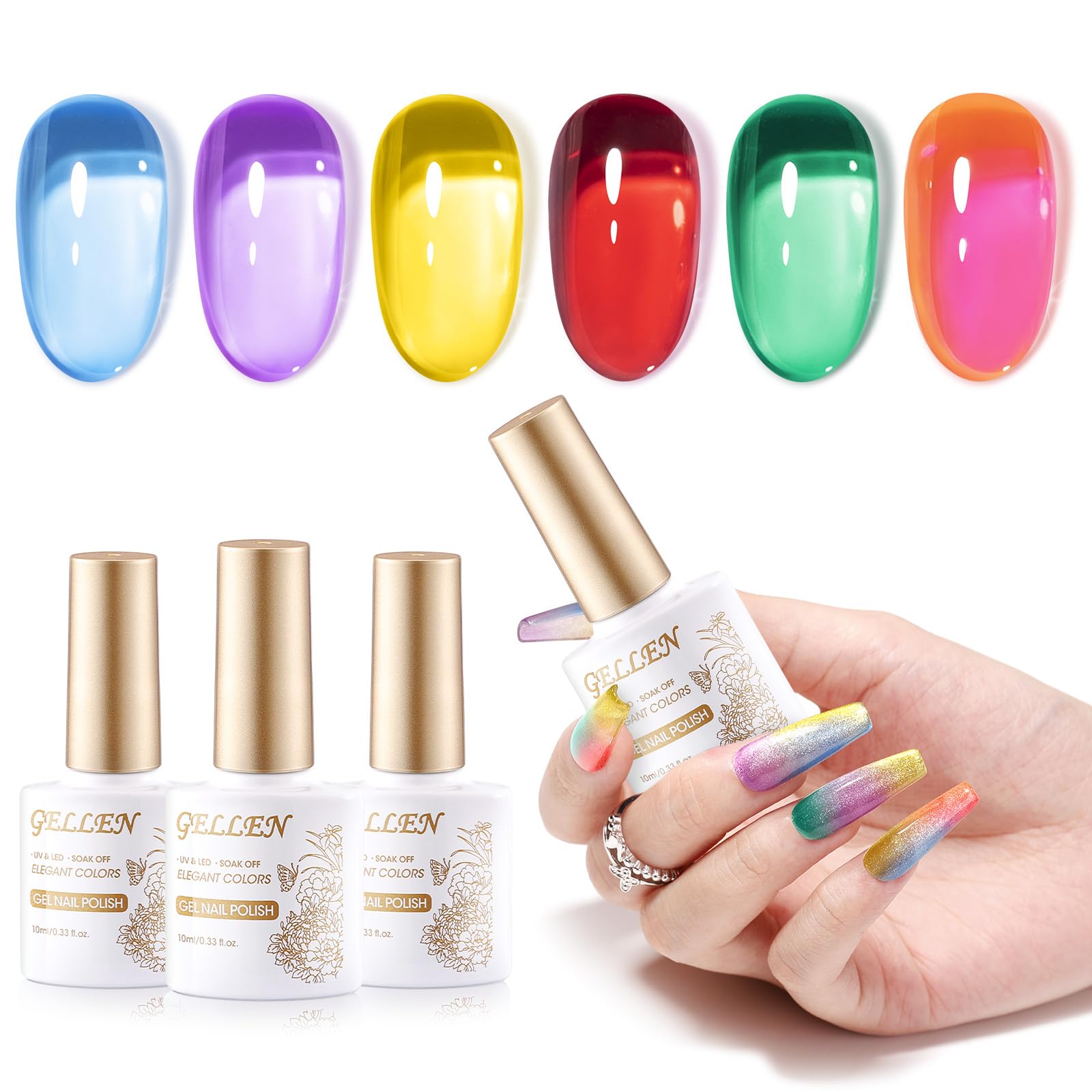 GELLEN Bright Neon Gel Polish pack showcases bold neon shades for striking nails.