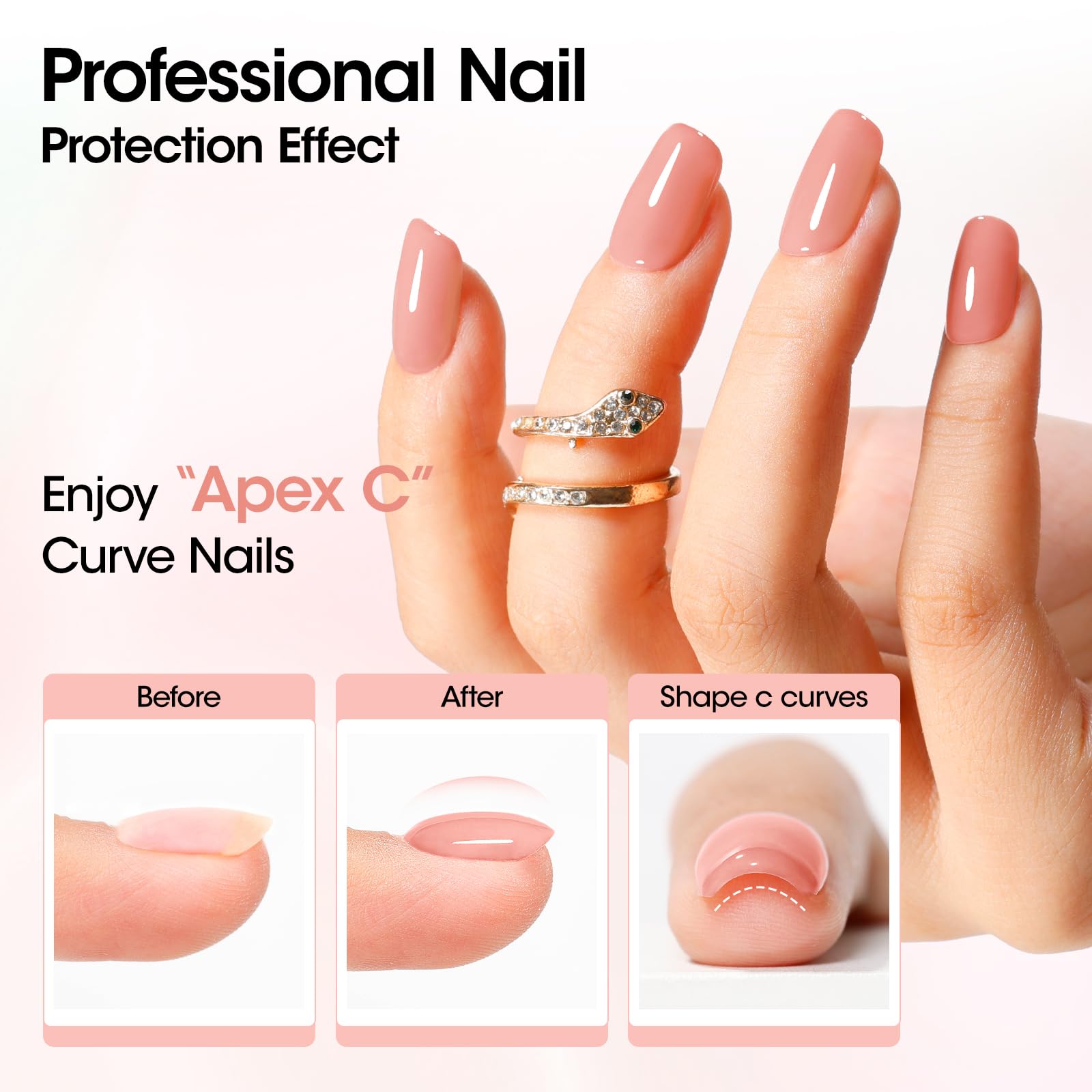 Apex shaping with GELLEN builder gel for a natural curve.