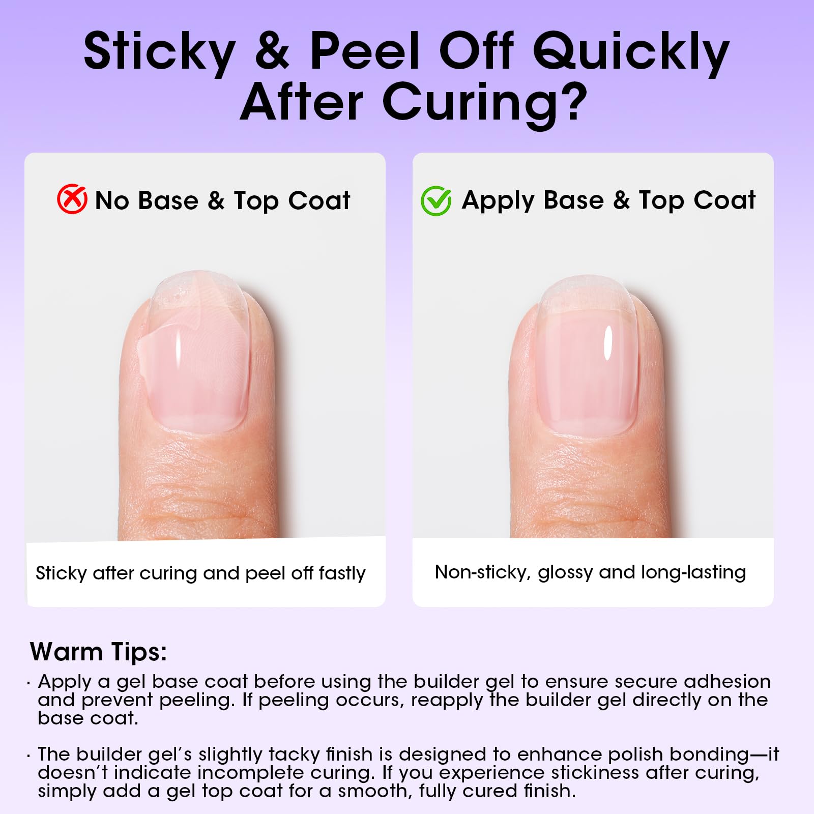 GELLEN builder gel inhibition layer removal prepares nail for buffing.