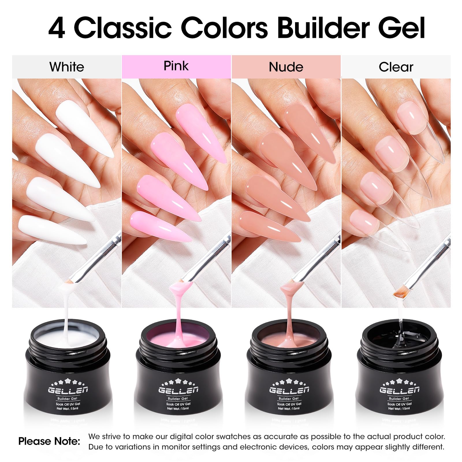 GELLEN Builder Gel Kit milky white for sculpted nails at home