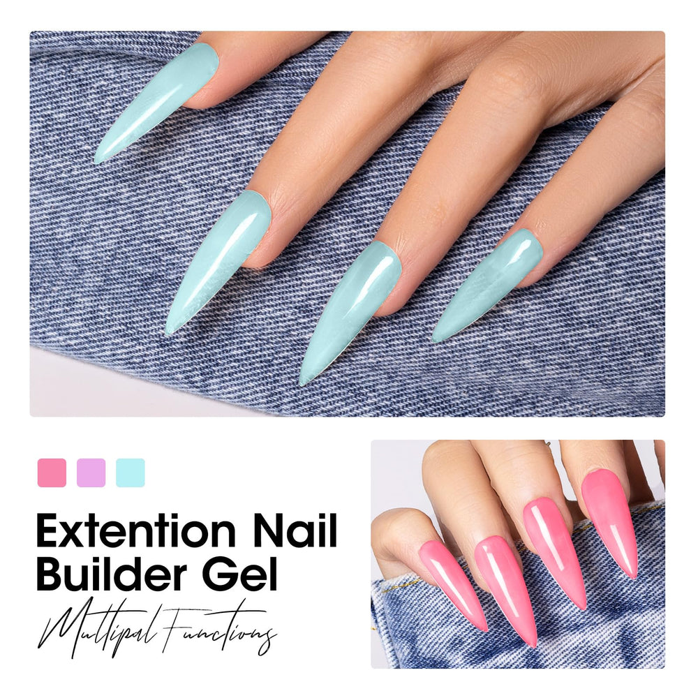 GELLEN Builder Gel Kit Blue nails for durable, glossy gel extensions