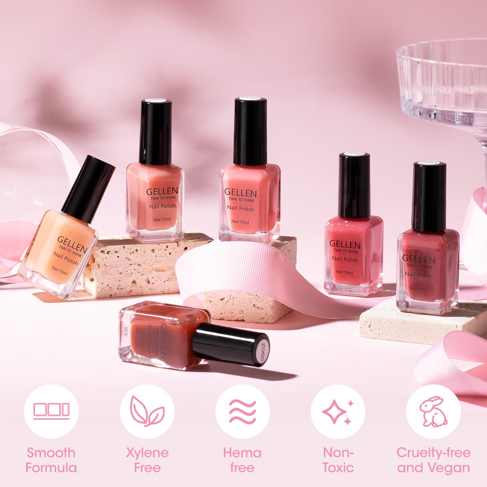 GELLEN chip-resistant gloss on nails showing long-lasting shine.