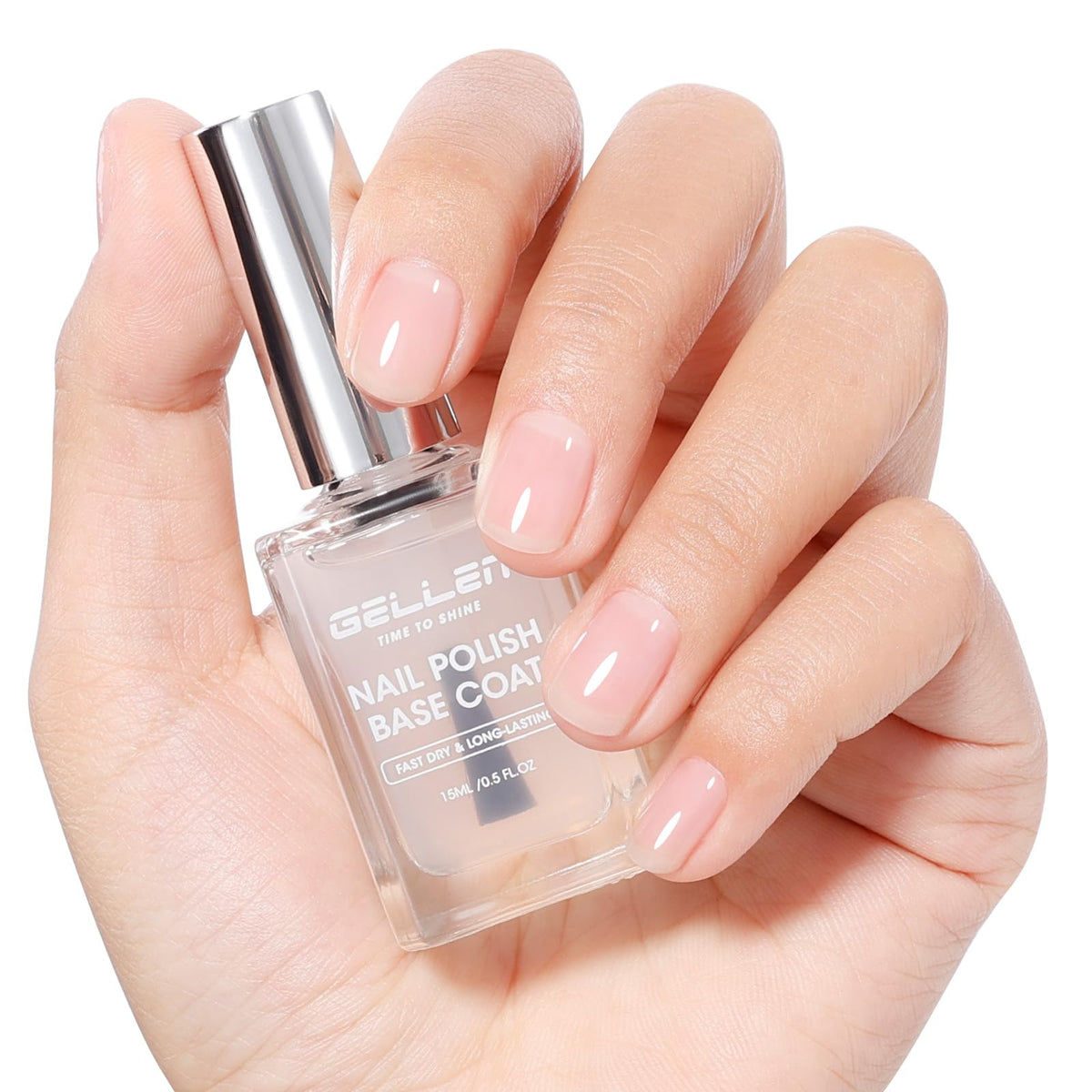 GELLEN Clear Base Coat anti-yellowing shield strengthens nails and prevents discoloration.