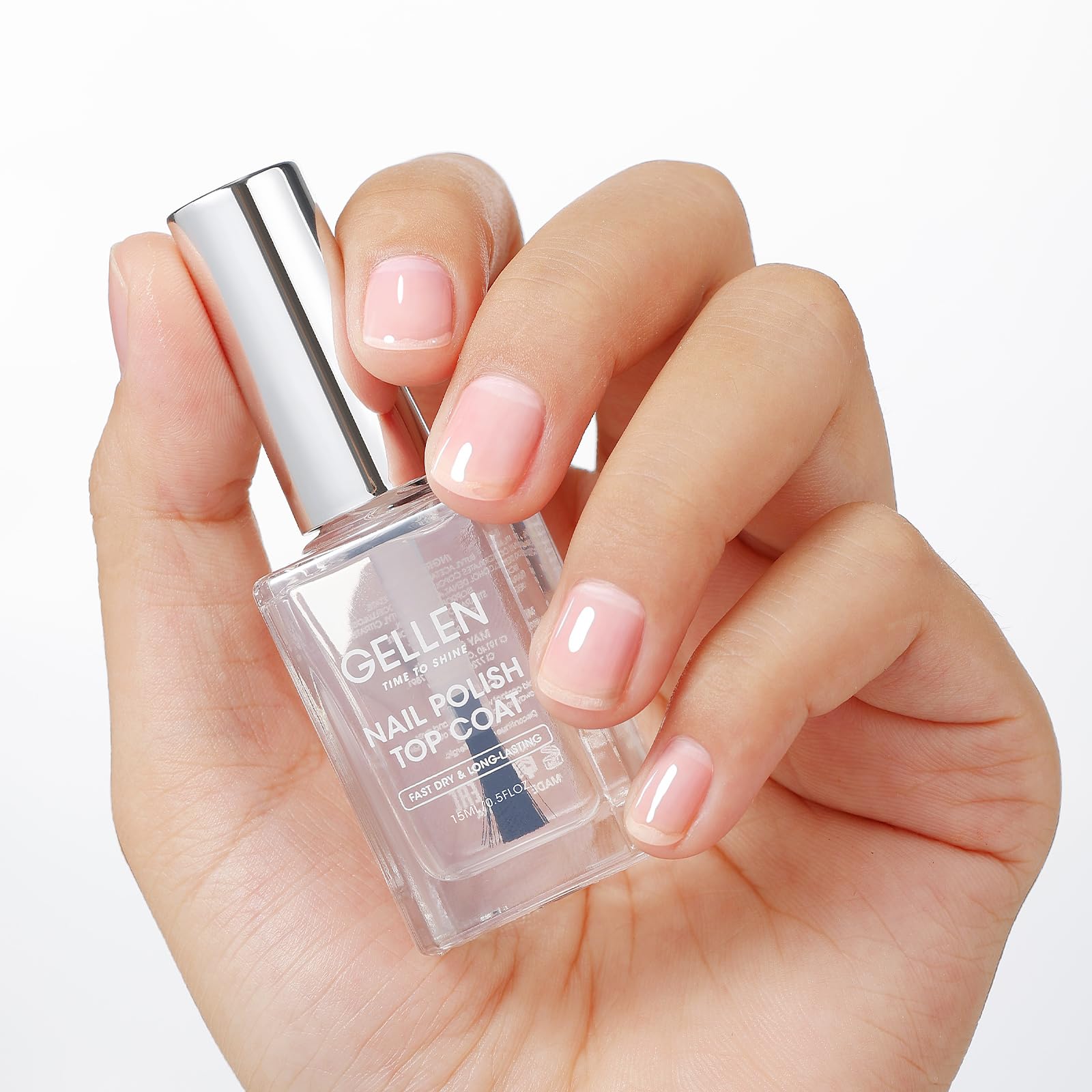 GELLEN Clear Top Coat bottle for high-gloss shine and color protection.