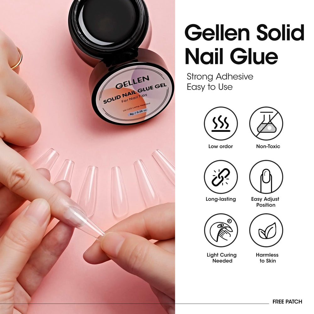 GELLEN crystal-clear glue creates natural-looking nail tips