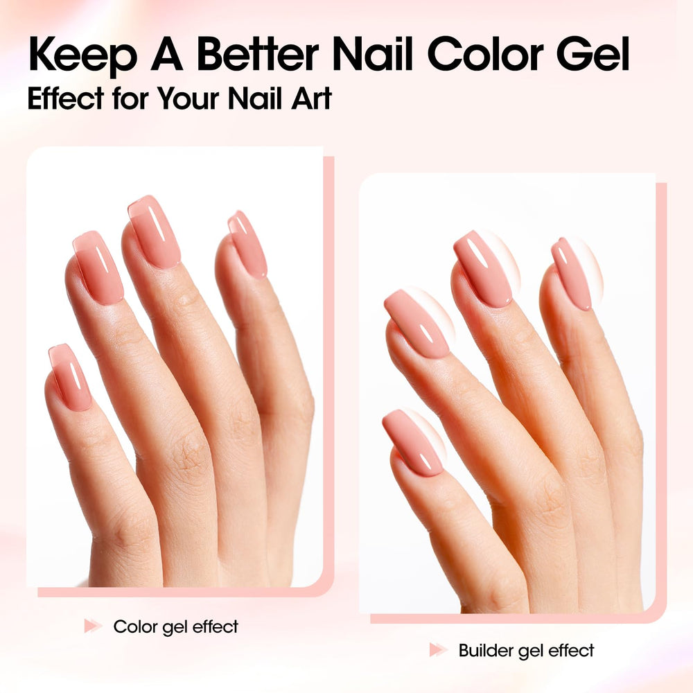 Curing builder gel under UV/LED lamp for secure setting.
