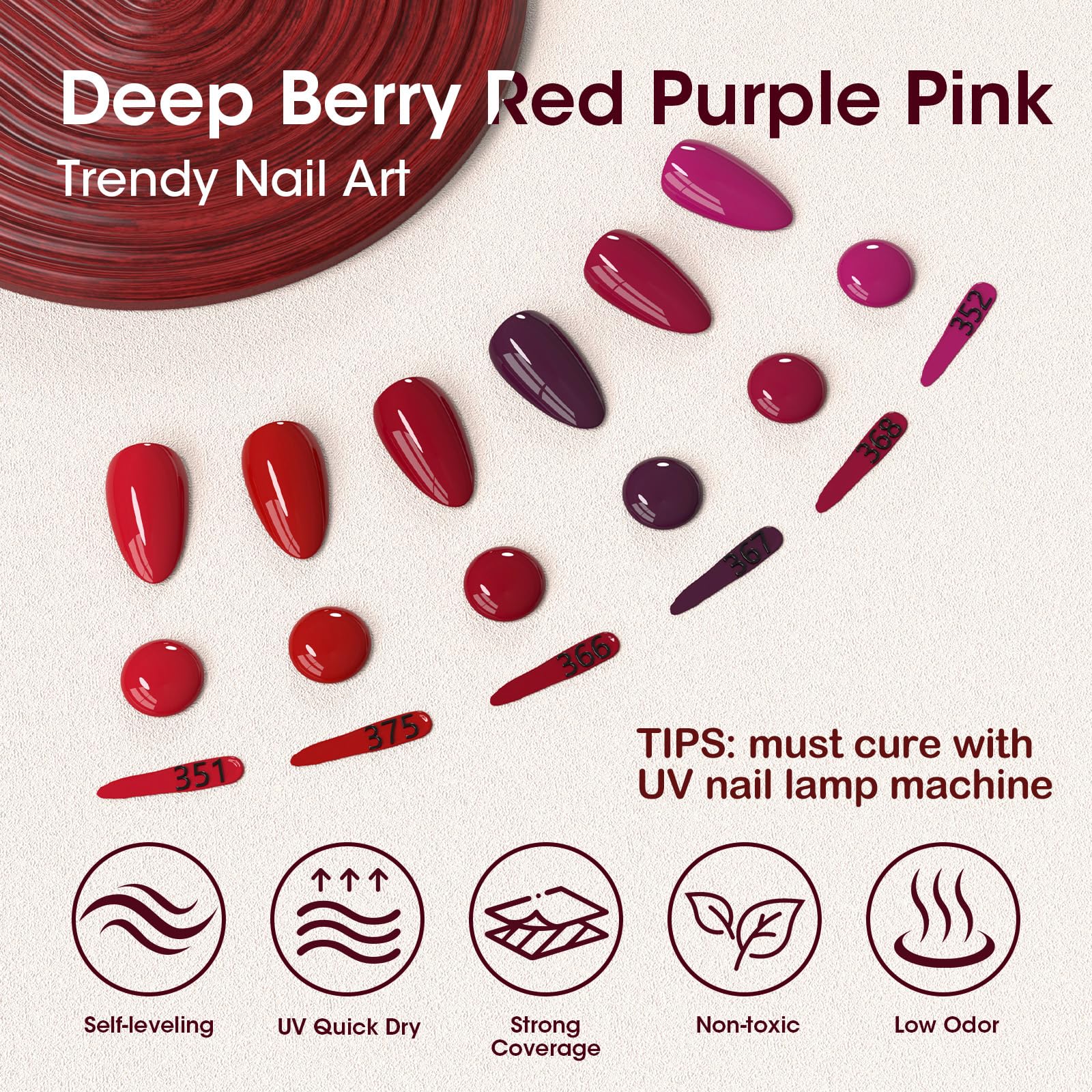 GELLEN Dark Gel Nail Polish with high-gloss wear and long-lasting shine