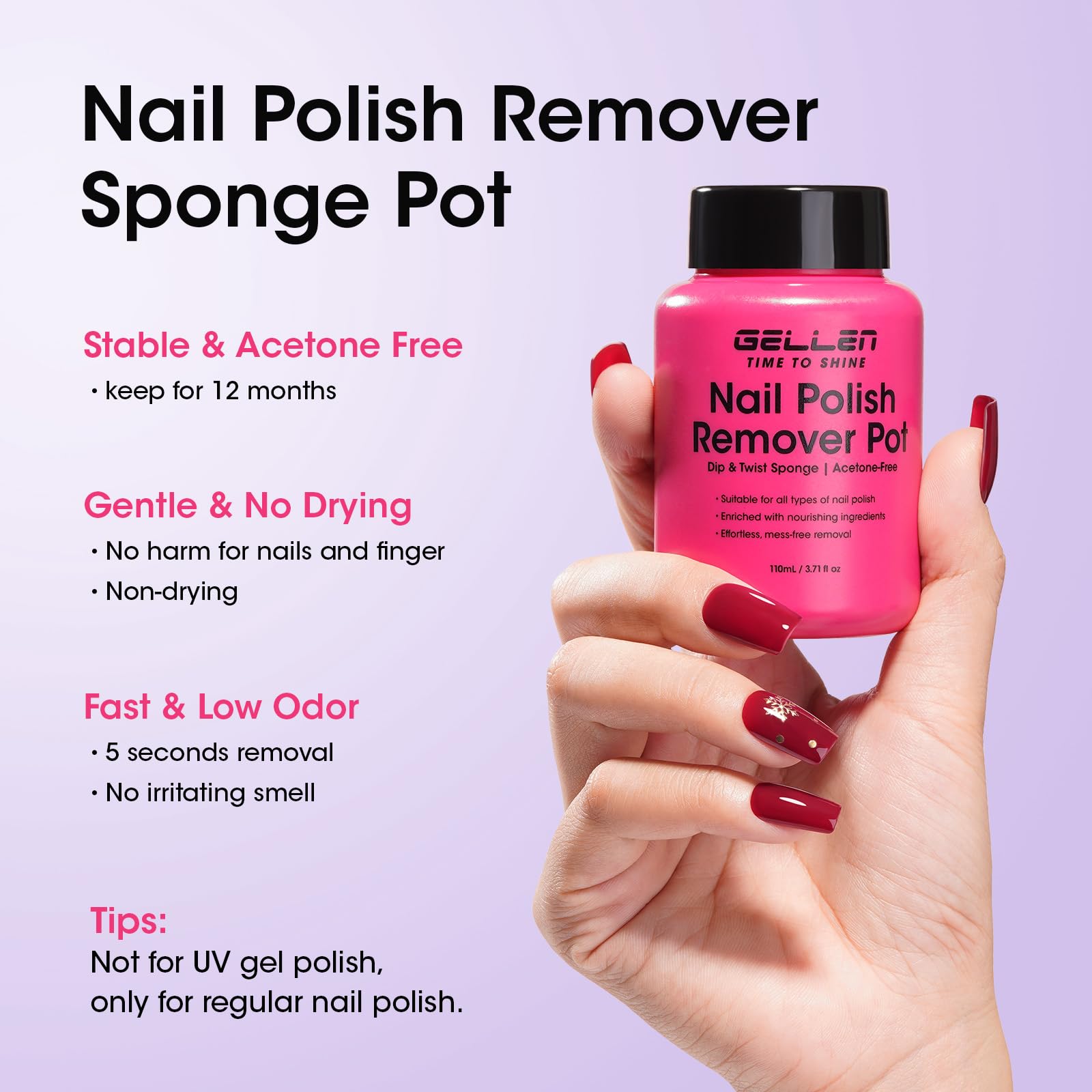GELLEN Dip Twist Sponge setup for easy, mess-free polish removal