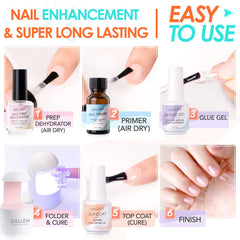 GELLEN extend gel base adhesive for durable nail tips.